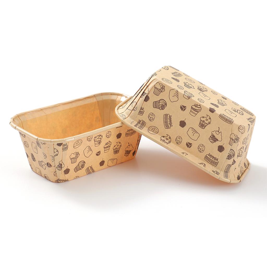 Kuchenbecher Backform, quadratisch, Einweg-Backpapier-Einsatz, Bodenblech, Brotverpackungsbox, Becher