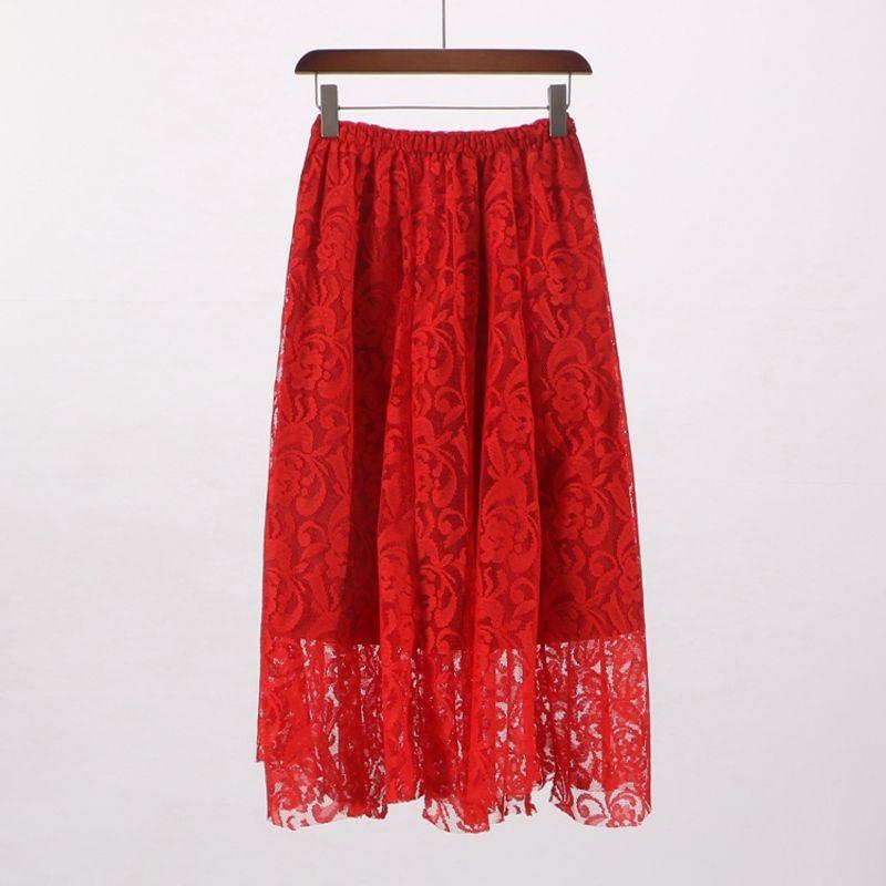 

Специальное предложение [WM] Pinshangtuan Скидка Модная женская весенняя юбка А-силуэта с эластичной талией и кружевом Длинная юбка 0f114 Red Free size (random with different lining)