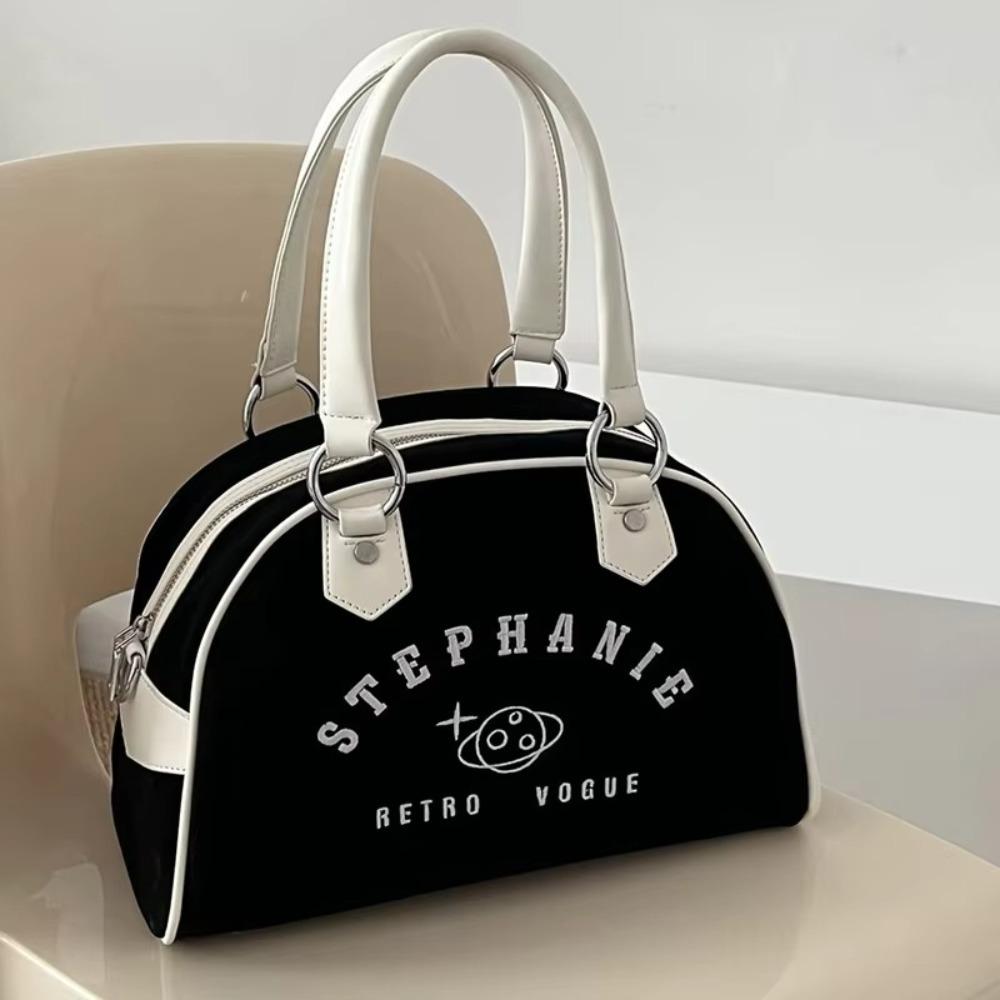 

Fashion Embroidery Women Baseball Handbags Canvas Y2K Style Tote Bag Large Capacity Shopping Purse бежевий