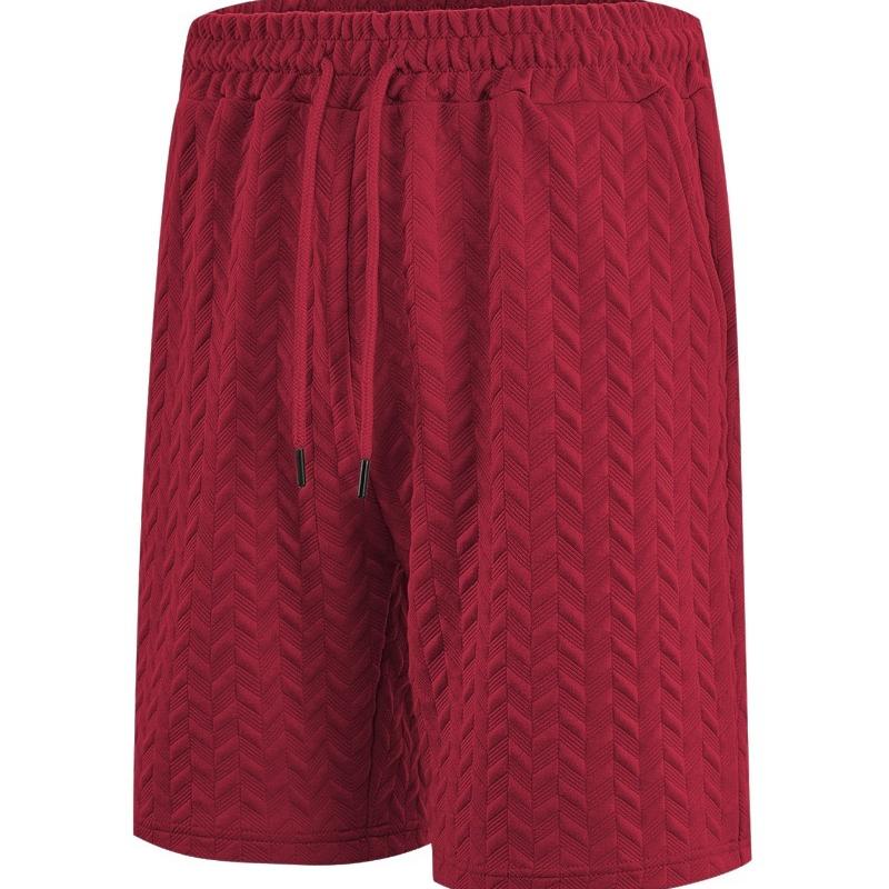 Loosepure Color Jacquard Cloth Tie Men's Casualshorts Beach Shorts
