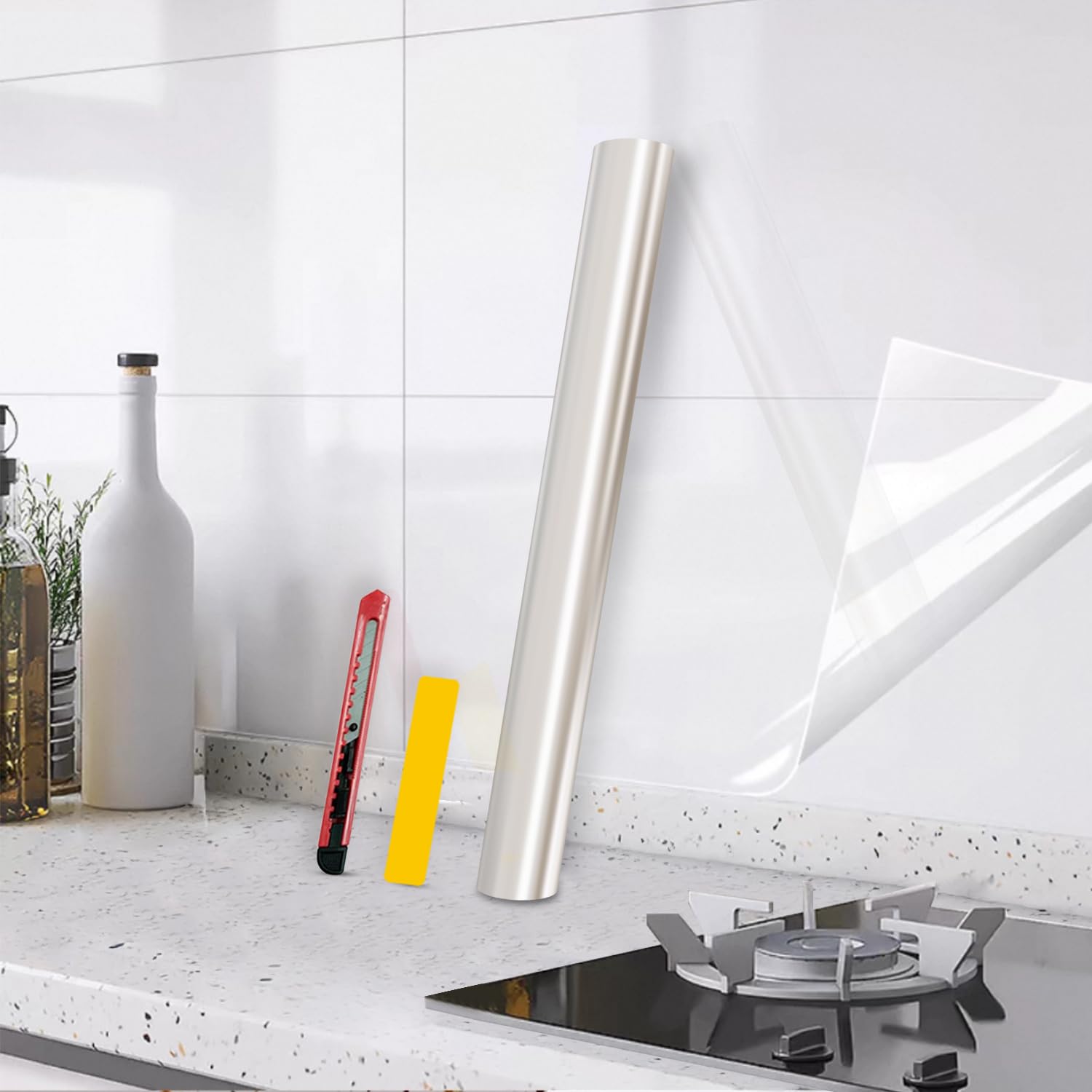 

Kitchen wallpaper stain prevention oil splash kitchen protection width 45cm x length electrostatic wallpaper protection kitchen wall stain prevention