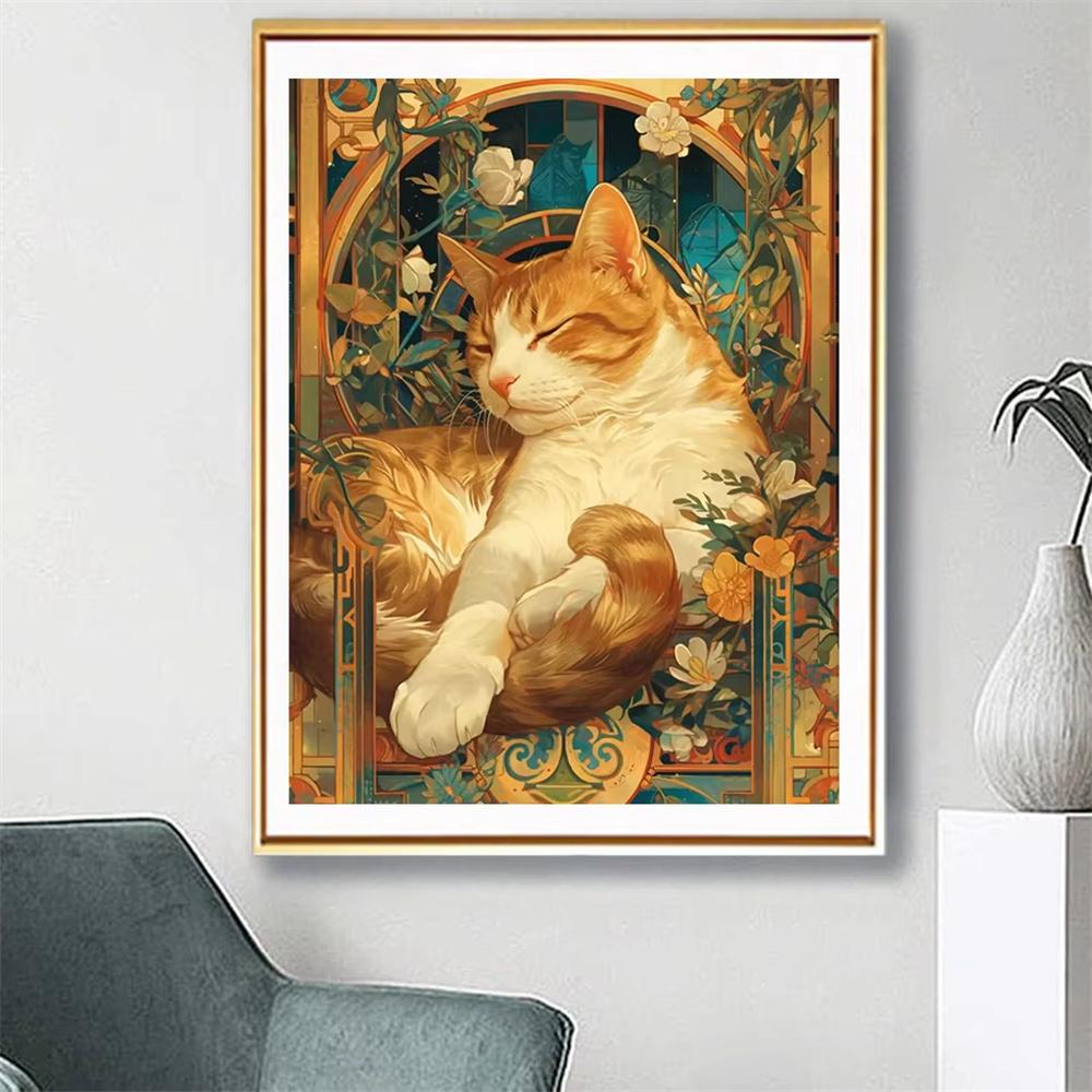 Resin 2026 New 5D Diy Diamond Painting Animal Cat Full Square Round Mosaic Flower Complete Kit Art Wall Decor Gift