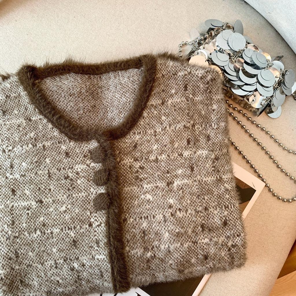 French High-end Fluffy Little Fragrant Jacket for Women's Autumn and Winter New Temperament Outer Cardigan Top