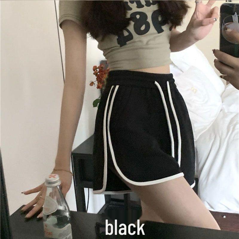 Women's Gray Casual Elastic Waist Shorts - Summer Wide-Leg Hot Pants, Versatile and Trendy Five-Point Sports Wear