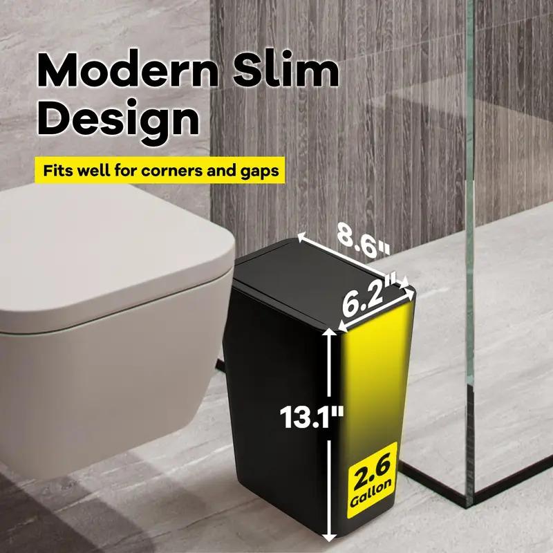 10L Small Bathroom Trash Can with Push-top Cover, Suitable for Bathroom, Bedroom, Living Room