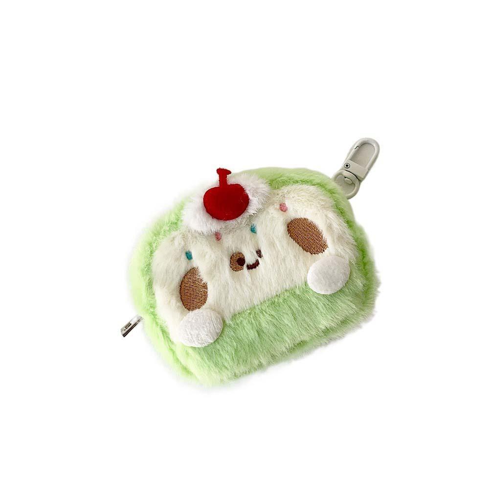 

Cherry Dog Cake Dog Coin Purse Wallet Earphone Case Plush Dog Keychain Plush Earphone Bag Travel зелёный
