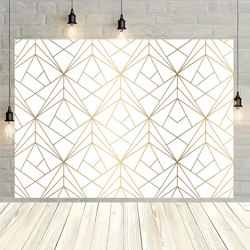 2D Weißgold Geometrisches Muster Hintergrund, Hochzeits-/Event-Deko Banner