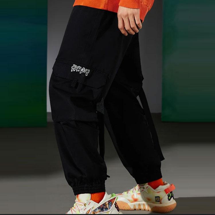 Li-Ning Badfive Long Embroidered Logo Loose Joggers with Elastic Ankles Men Bottoms Black AKXR619-1