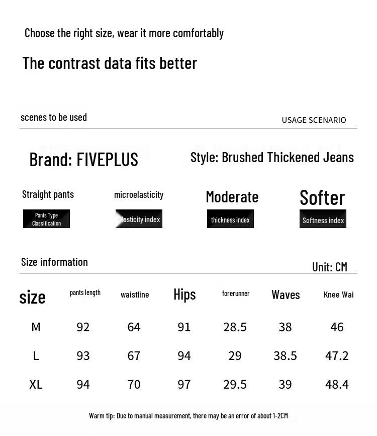 FivePlus Women's Winter High-Waist Straight-Leg Jeans