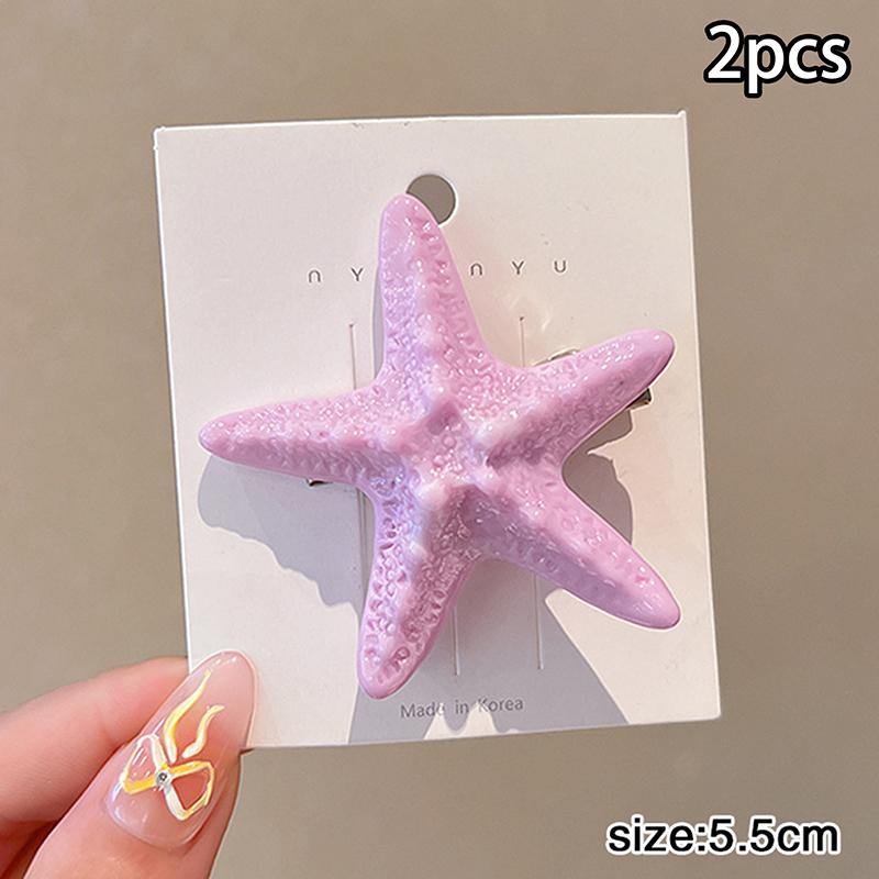 Y2K Blue Starfish Hairpin Summer Beach Vacation Hair Clip  Sweet Bangs Clip Girls Women Hair Accessories