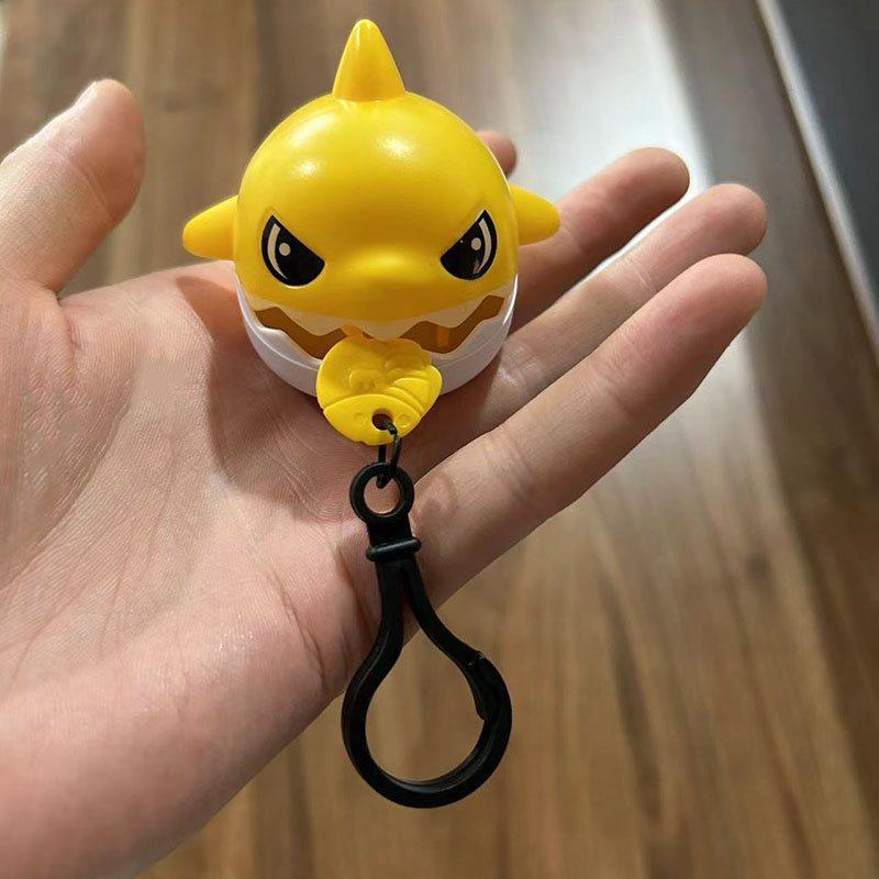Pull String Biting Shark Keychain Funny Stress Relief Fidget Toy Cute Shark Pendant For Backpack Bag Decor Car Key Accessories