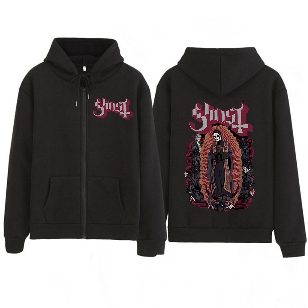 Ghost Skeletour World Tour Album Harajuku Zipper Hoodies Unisex Gothic Oversized Zip Up Sweatshirts Harajuku Hip-hop Coat