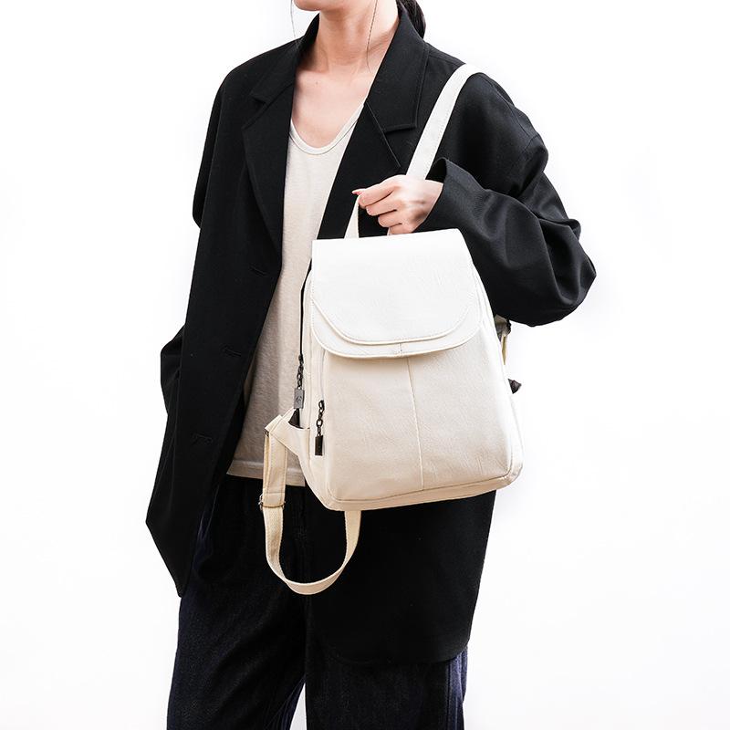 Schoolbag High-end Backpack Upper Grade 1011 New Fashion Women's Backpack Large Capacity Foreign Gas PU Soft Leather Travel Bag