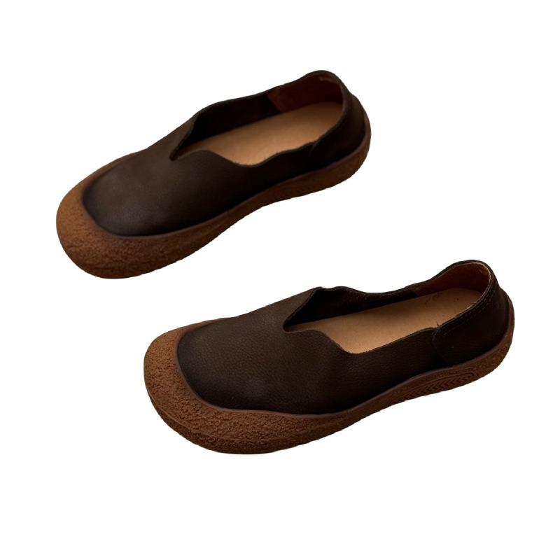 Pantofi individuali din piele vintage lucrați manual Pantofi de damă casual din piele de vaca mată