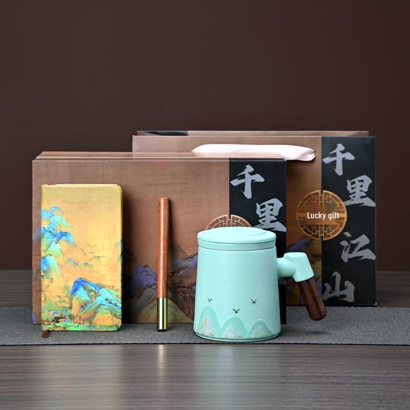 Wanli Jiangshan Hand-painted Ceramic Teacup Gift Set
