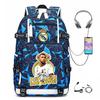 Multifunctional Camo Backpack for Students, USB Charging Casual Travel Daypack, Football Star Print Design