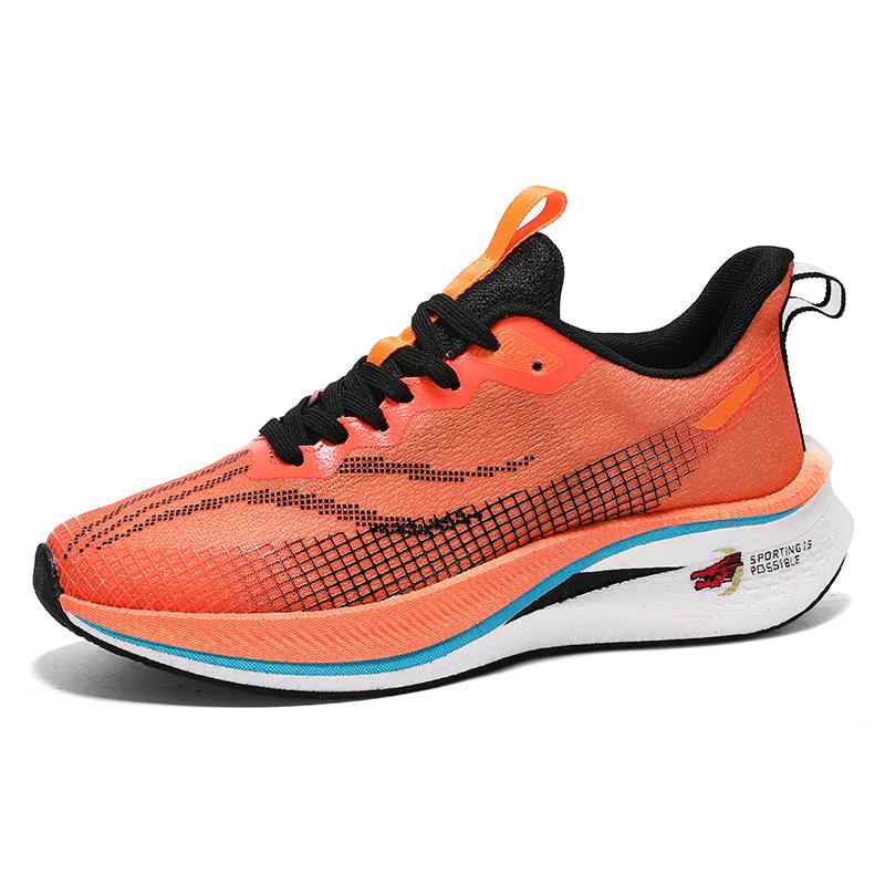 

T037 men s and women s running shoes spring and summer low-top mesh cloth surface popcorn sole lightweight breathable cushioning sports shoes joggin 45 флуоресцентный оранжевый