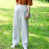 Johnature Frau Herbst Lose Vintage Einfarbig Gerade Bein Hosen Waschen Chinesischen Stil Casual Retro Hosen
