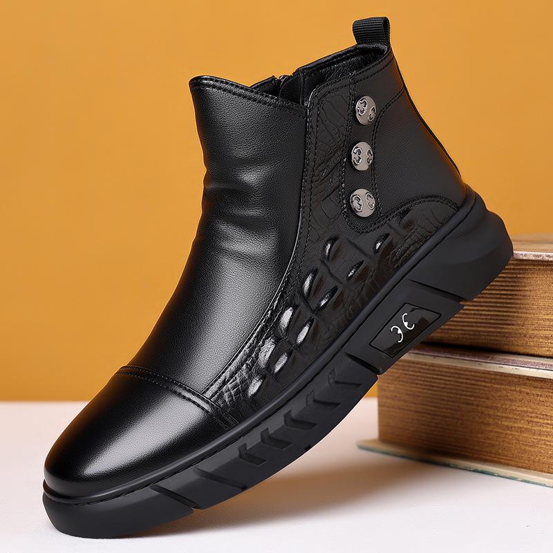 

Повседневные ботинки Мартина мужские глупые осенние новая мода мужские высокие водонепроницаемые, нескользящие и износостойкие ботинки из черной кожи 44 чёрный