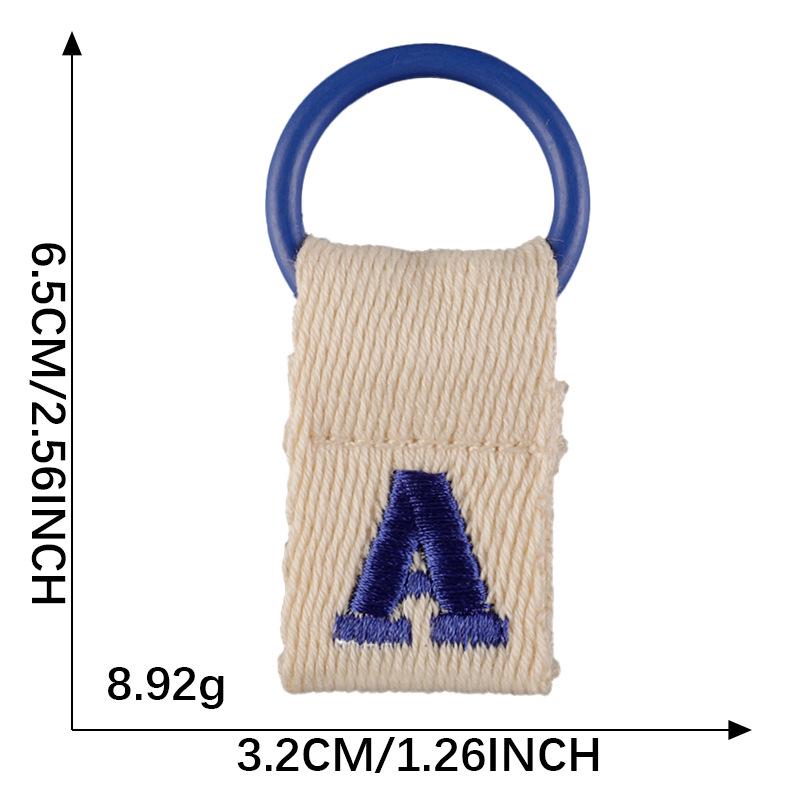 Korean-Inspired Couple Name Tag Backpack Keychain with 26 Letters Embroidered Ribbon