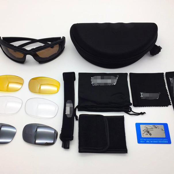 Polarized Tactical Sunglasses Set with Night Vision Goggles (7-Piece) for Shooting and CS Field Use