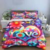 "Colorful Love Floral Decoration" Soft Comfortable Duvet Cover Bedding Set Included 1*Duvet Cover & 2*Pillowcases, gift