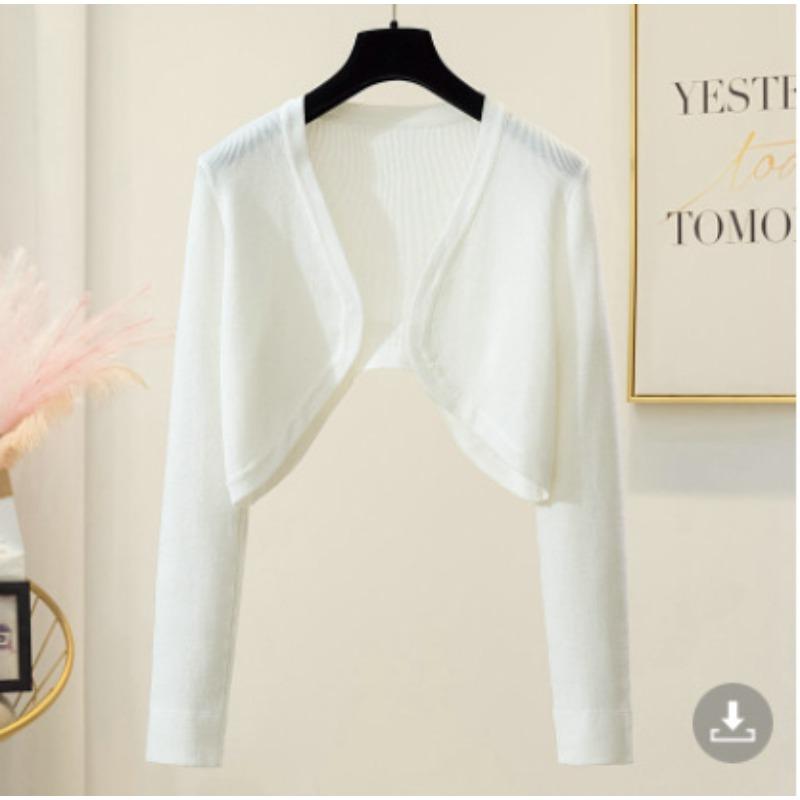 Small Vest Ice Silk Knitted Cardigan New Thin Shawl Long Sleeve Summer Outside Women's Sunscreen