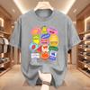 Summer Unisexs Fruit Stickers Graphic Print Tshirt Streetwear Oversized Loose Casual Short Sleeve Suitable For All Seasons Tops
