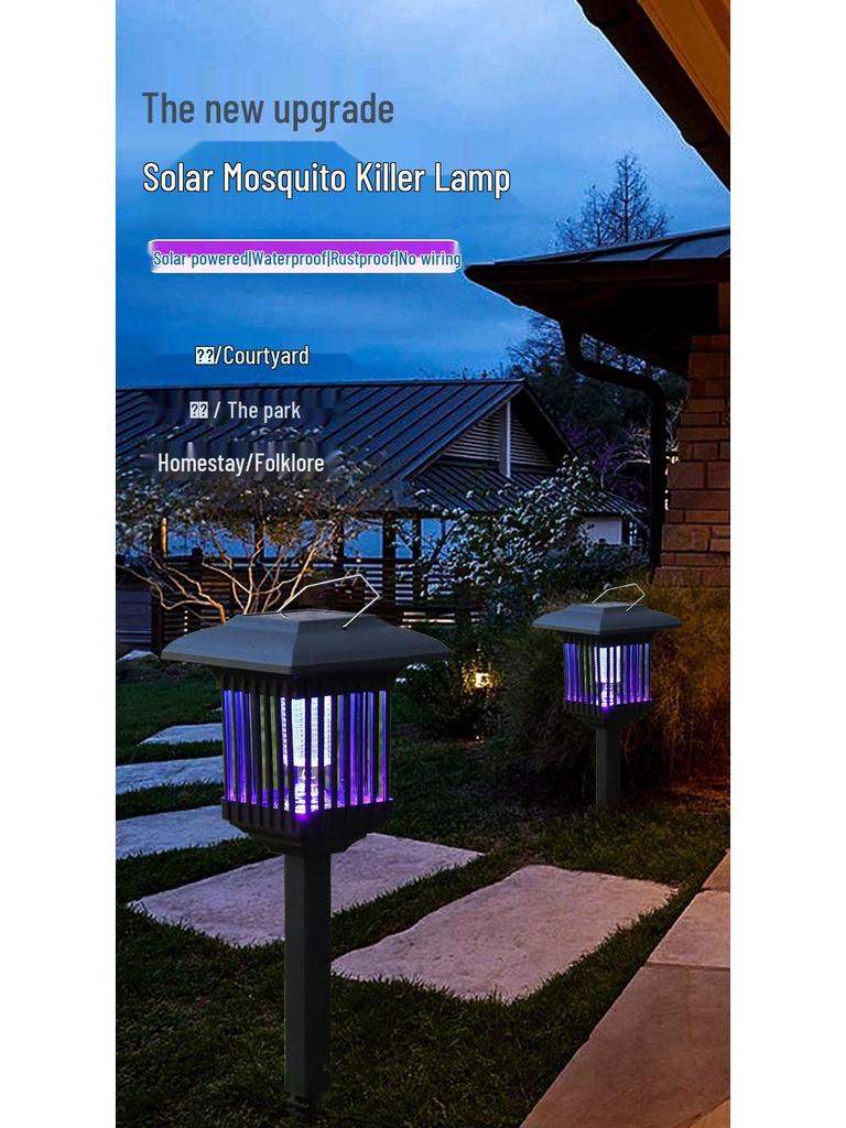 Solar Mosquito Repellent Lamp: Outdoor Garden Handheld Insect Killer Stainless Steel Light