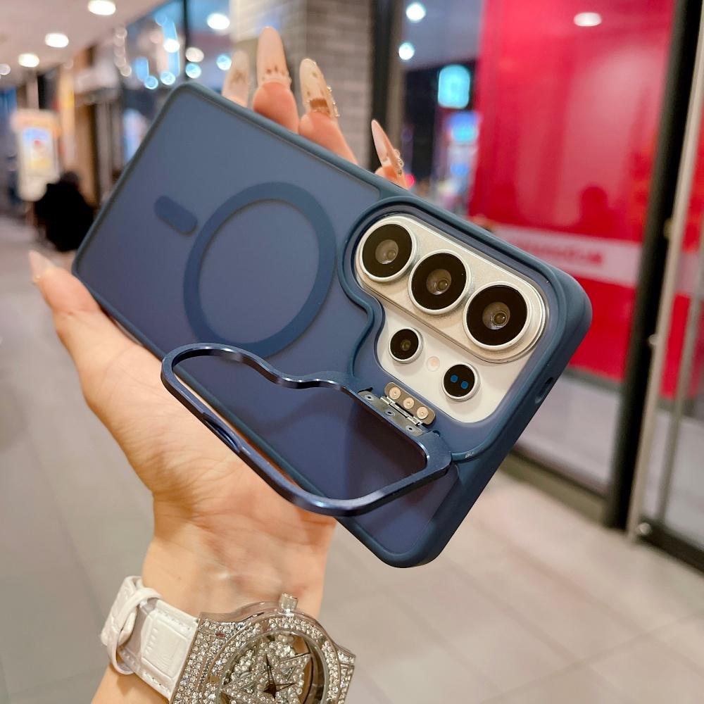 For Magsafe Camera Fold Stand Holder Bracket Phone Case For Samsung S26 S25 FE Ultra Plus A17 A26 A16 A56 Stand Magnetic Cover