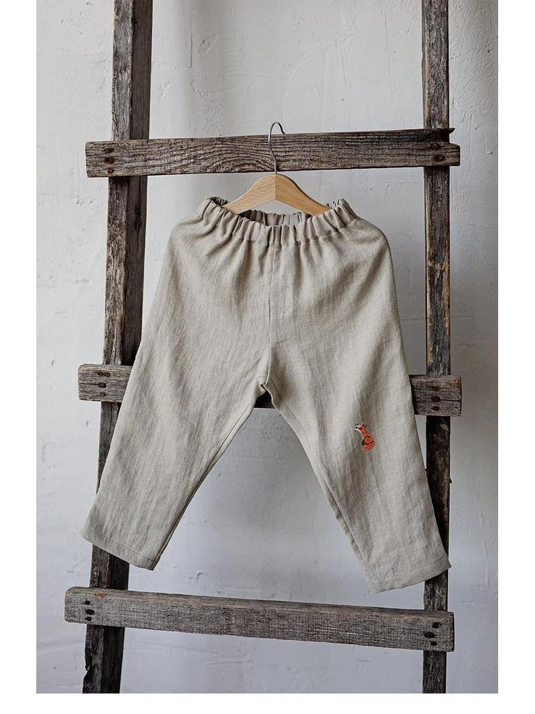 Boys' Cotton-Linen Elastic Waist Pants for Small & Medium Kids – Solid Color, Lightweight, Mosquito-Repellent Trousers