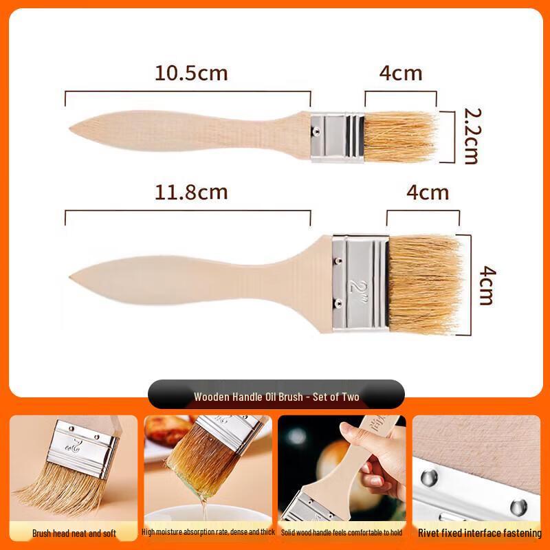 Wooden Handle High-Temperature Basting & BBQ Brush Set