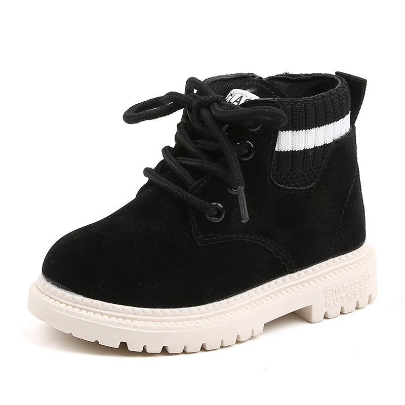 Children's Winter Cotton Shoes Boys Warm-Lined Martin Boots Girls Retro Ankle Boots Soft Sole Snow Boots