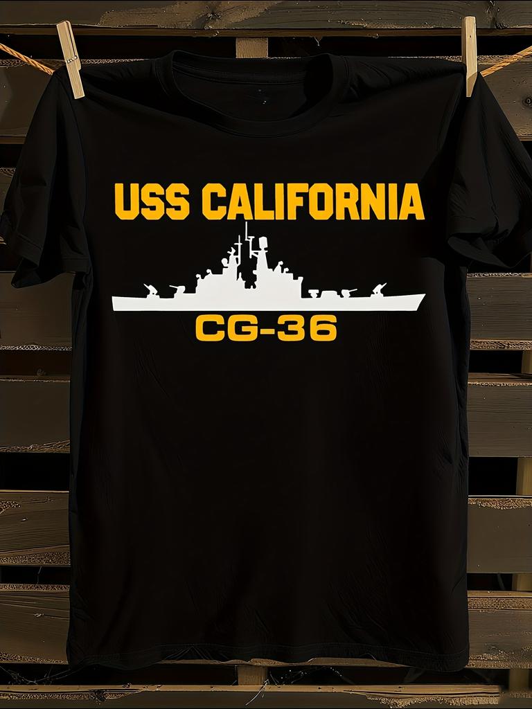 USS California CG-36 Battleship Graphic T-Shirt Mens Tshirt Womens Tshirts with Letters Print Short Sleeves T-Shirt Casual Street Tee Shirt Top