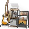 VINAEMO Record Rack, Guitar Stand, 3-Tier Record Shelf, Holds 200 Records, Suitable for Storing Records, Record Players, Speakers, and Audio Equipment