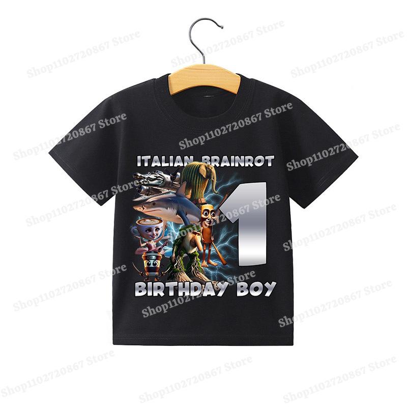 Tung Tung Tung Sahur Children T-shirt Italian Brainrot Creative Cartoon Short Sleeve Household Clothes Top Fashion Anime Kid Tee