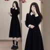[Original Practice] Early Autumn Black Dress Children Xiaoxiang Hepburn Style Waist and Thin Dress with a Whole