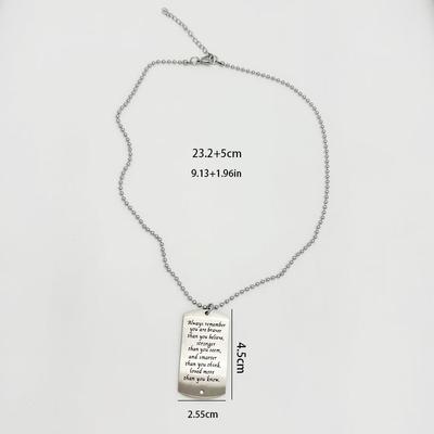 Creative Stainless Steel Military Badge Bead Chain Rhinestone Necklace Street Style Personalized Engraved Military Badge