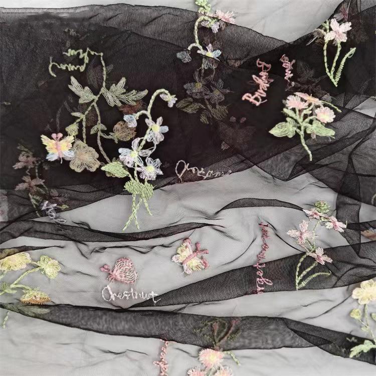 European Embroidered Multi-Color Floral Tulle Wedding Dress