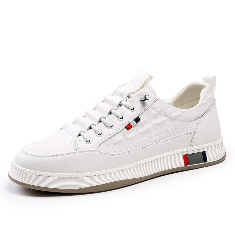 Cowhide Little White Shoes Men's Spring Breathable Men's Shoes Genuine Leather New Trendy Versatile Platform Casual Board Shoes Men