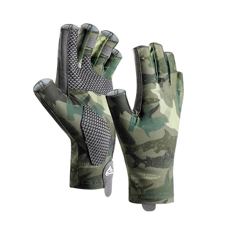 XG55 Outdoor Non-Slip Half-Finger Fishing Gloves: Breathable, Sweat-Absorbent, Wear-Resistant, Ice Silk Design. Ideal for Fishing, Cycling.