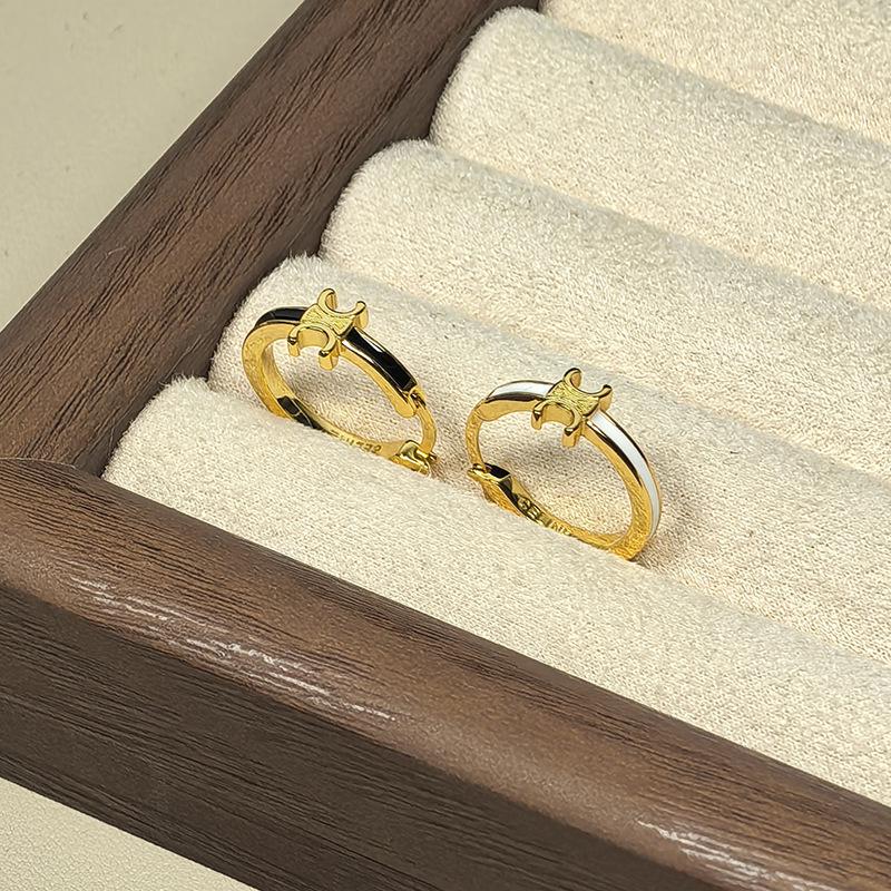 2025 Klassieke Arc de Triomphe Witte Emaille Stud Oorbellen - Dames Europees & Amerikaans Retro Luxe Stijl