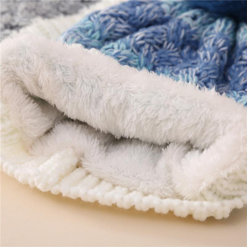 Winter Children's Padded Colour Blocking Knitted Pullover Ear Protection Cap