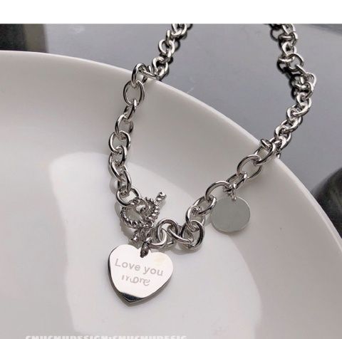 Niche Personality Round Brand Pendant Necklace Women Do Not Fade New Trendy Hip Hop Men's Collarbone Chain