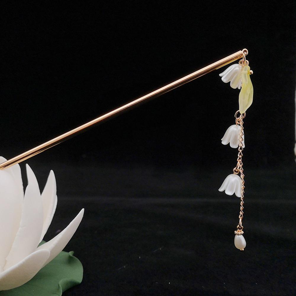 Antiker Stil Hanfu Kopfschmuck Lange Kette Quaste DIY Doppelte Haarnadel Zwei Haargabeln Haarstab Chinesischer Stil Haarstäbchen