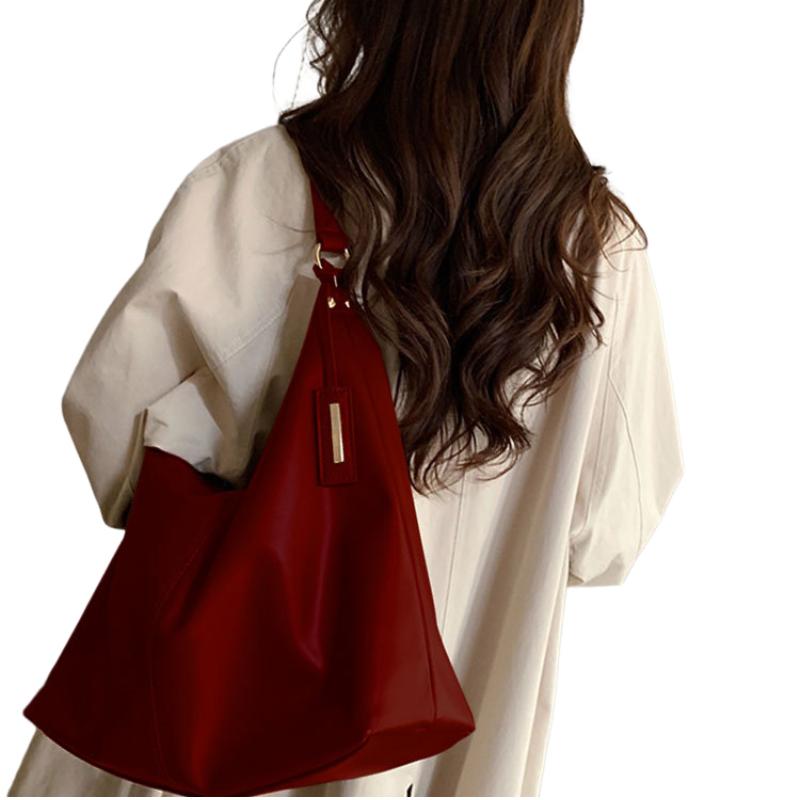 New Vintage Female Large Capacity Shoulder Bags Retro Wedding Tote Bags Casual Red Pu Leather Handheld Women'S Handbags Quality