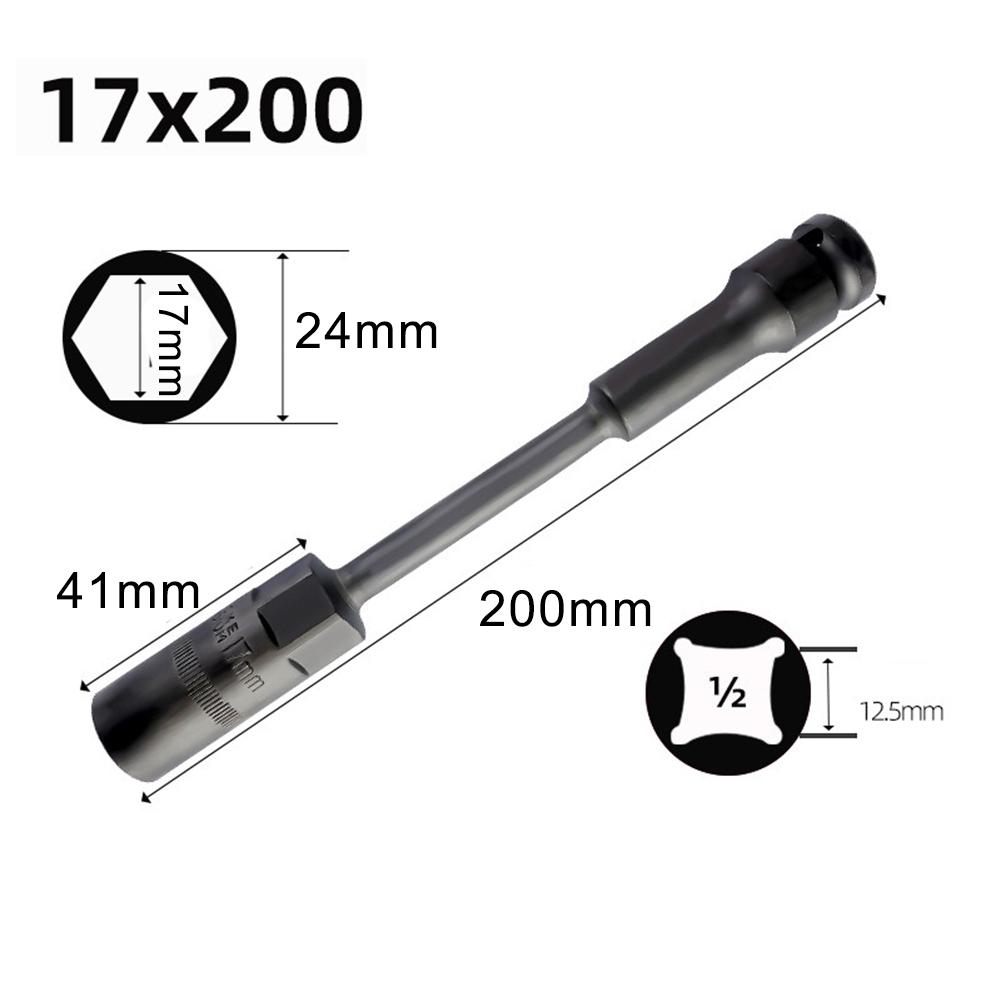 8-19mm Extra Long Socket Hex Nut Socket Wrenches Automobiles Repair Tools 1/2 Interface Wrench Extension Bar Hand Tools