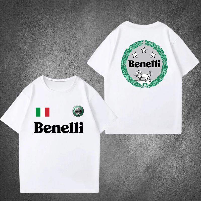 

Модный бренд Последний тренд Y2K Футболка с коротким рукавом для энтузиастов мотоциклов Benelli Мужская и женская хлопковая футболка 4XL