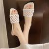 Fashion Summer New Women's Shoes Interwoven Fabric Flat 100 Casual Non-slip Sandals Woven Sandals Summer Outside Wear
