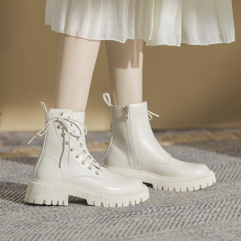 Women Short Ankle Boots Ladies Shoes For Women 2022 Newest Autumn Newest Fashion Round Toe Cross-Tied British Style Female Boots 35